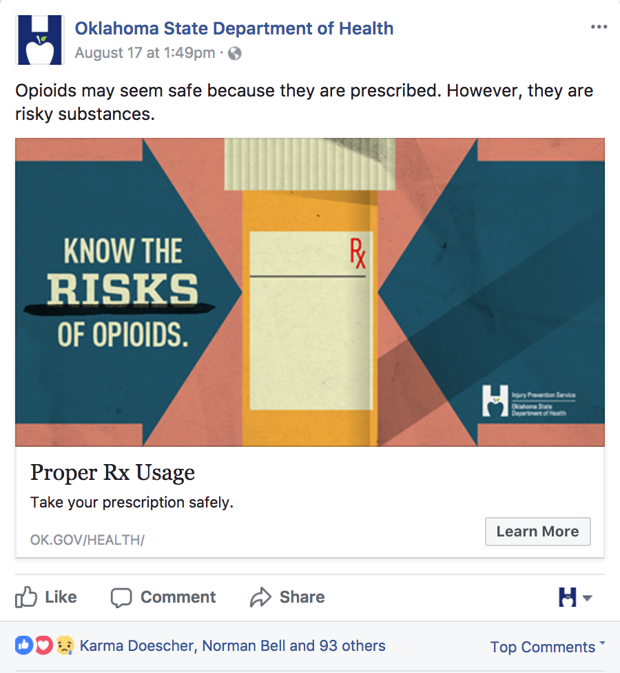 Oklahoma State Department Of Health Muskogee Opioid Social Campaign