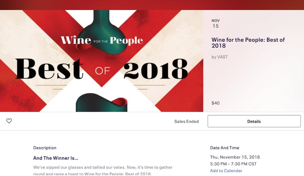 Wine for the People - Best of 2018 Event