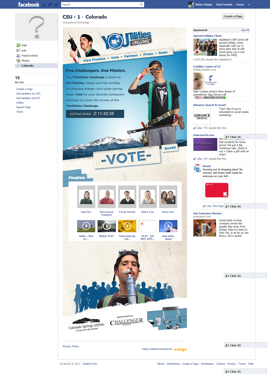 YOUtilities Challenge Facebook voting page YOUtilities Challenge Facebook voting page